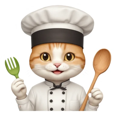 happy chef cat wearing a chef hat smiling sticker