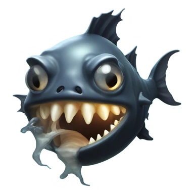 Anglerfish with a glowing lure hanging from its forehead, sharp teeth, and big eyes. sticker