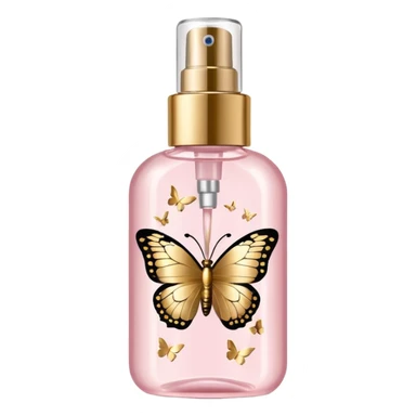 Light pink body mist bottle with gold butterflies  sticker