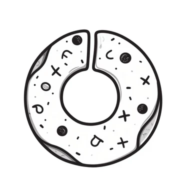 hand-drawn doodle style donut chart with playful lines sticker