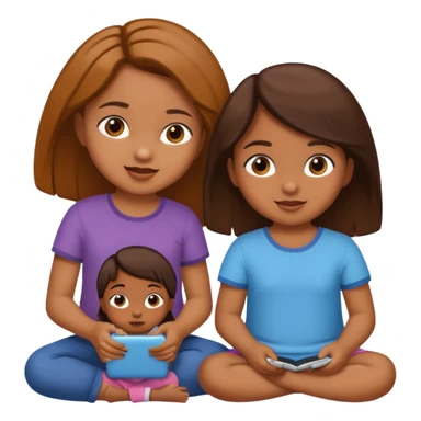 2 brown girls toddlers playing  sticker