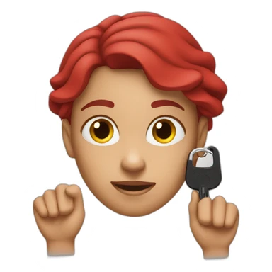 Red young woman loosing her car keys sticker