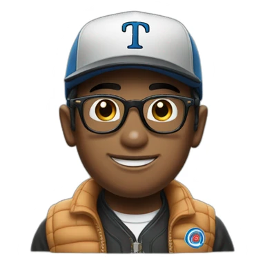 thomas the tank engine wearing black baseball cap and thick glasses sticker