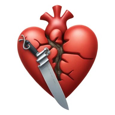 anatomical heart with a knife sticker