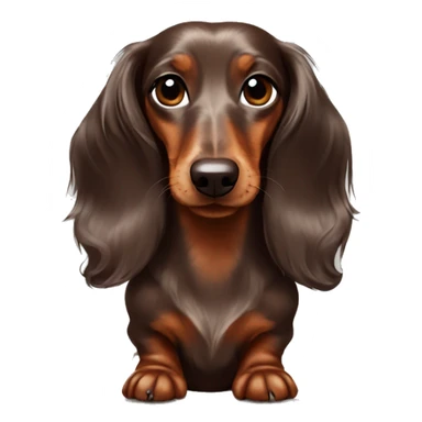 long haired chocolate dapple dachshund with hairbows sticker