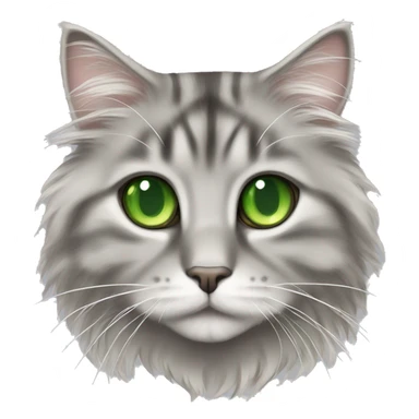 siberian cat with green eyes gray silver tabby long hair fluffy tail sticker