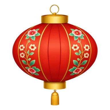 cute chinese red lantern with floral decoratons sticker