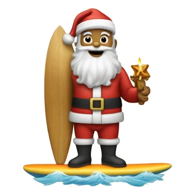 Santa on surfboard holding a menorah sticker