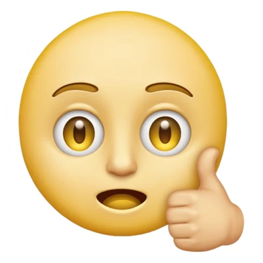 Original yellow Emoji face stressed out with one eye half open quivering out of anxiety and a singular thumbs up sticking out. . The right eye needs to be half closed  sticker