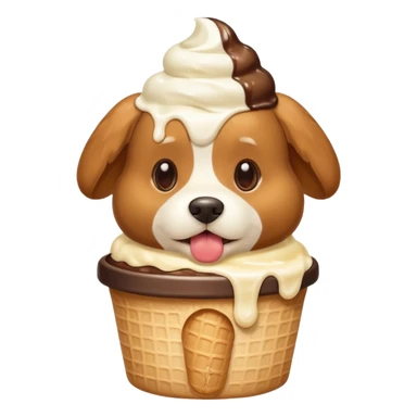 Cute fuzzy dog with ice cream on his head sticker