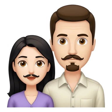 Tall white man with brown mustache goatee AND a short pale woman with long black hair sticker