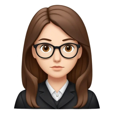 Strict female teacher wearing black with Long Brown hair sticker