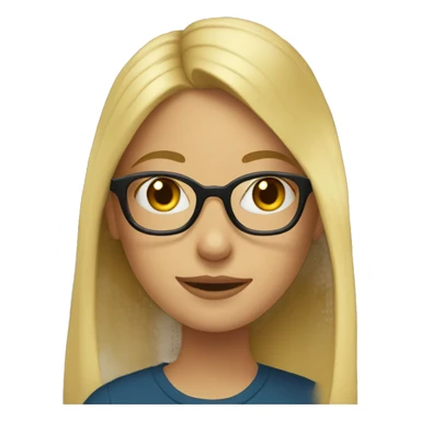 Blonde girl wearing glasses sitting in the library sticker