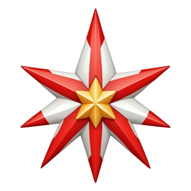 a twelve point star with slightly rounded borders, red and white stroke sticker