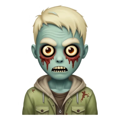 scary zombie boy emoji with black background sticker
