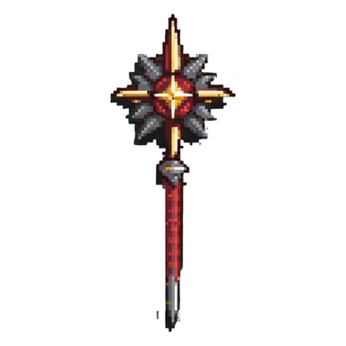 Medieval morning star weapon with red and gold spikes sticker