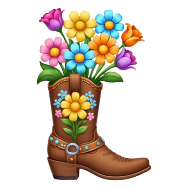 Create a singular cowboy boot filled with flowers sticker