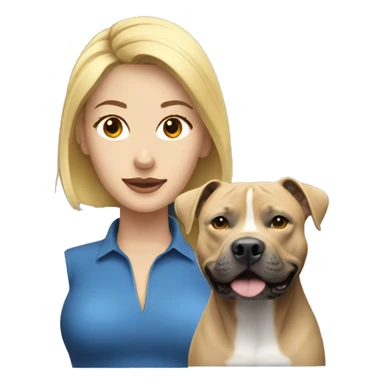 Blonde woman with blue american staffordshire terrier sticker