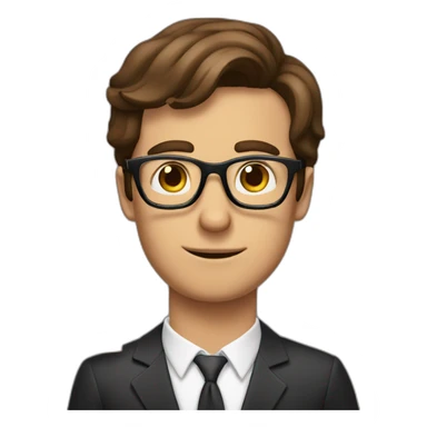 brown-haired classy man wearing glasses, struggling to fit a key into a lock sticker