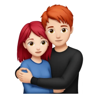 Red haired girl with black hair boy romance sticker