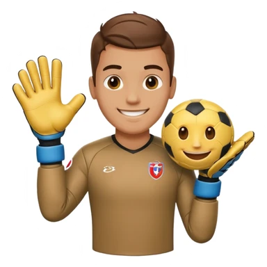 Football goalkeeper gloves with man goalkeeper and small emoji sticker