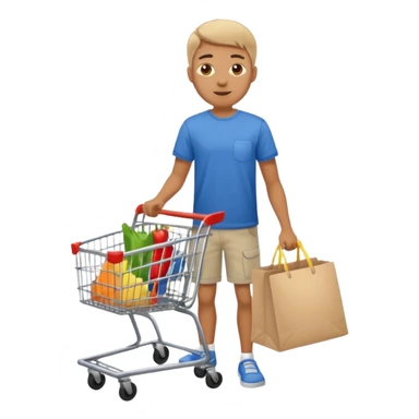 a man with a shopping cart full body sticker