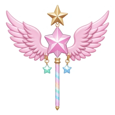 Kawaii decora cutecore starlight staff with wings and cute charms sticker