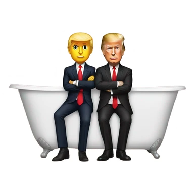 President Donald Trump wearing a suit and red tie in the bath tub with Jason Tatum in uniform  sticker