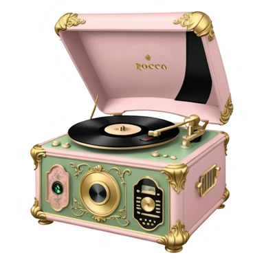 Vintage rococo pale pink and sage vinyl player sticker