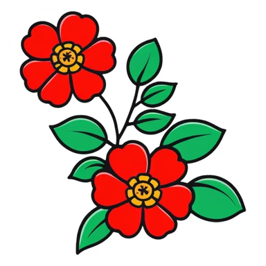 clean design red camellia with only five overlapping petals sticker
