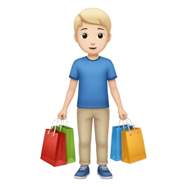 Boy going to the store for shopping, cartoon illustration, white background sticker