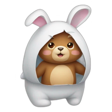 bunny hiding behind a bear sticker