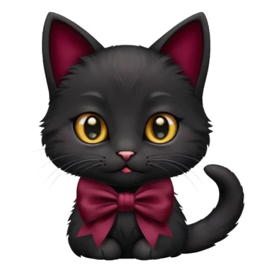 black kitten with a burgundy knot sticker