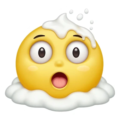 yellow circle with eyes up and mouth open, puking white foam sticker