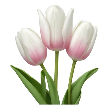 White tulips with a bit of pink sticker