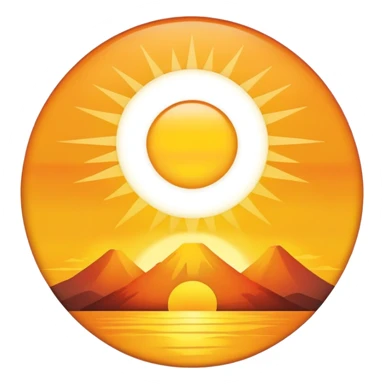 A rising sun peeking over the horizon sticker