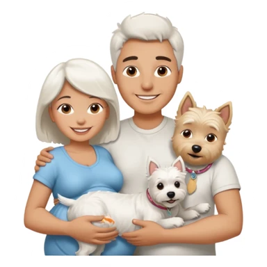 a man and a pregnant woman and a Westie dog sticker