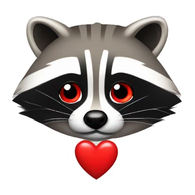 Raccoon Palm with A red heart in the middle sticker