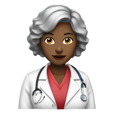 Mujer pelo negro y largo con bata blanca de médica, labios rojos  sticker