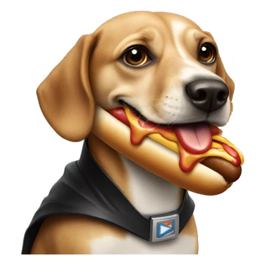 Darth dog eating a hot dog sticker