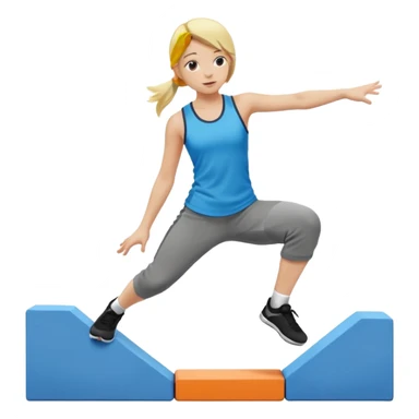 a very young blonde girl doing parkour (color blocks) at kids school sticker