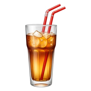 Coca cola in a glass cup with glass straw sticker
