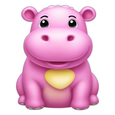Pink cute hippo with yellow ears sticker