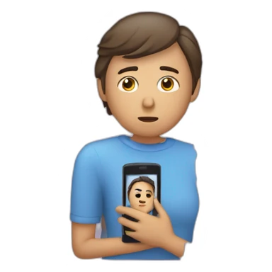 una persona triste al ver un celular donde tiene un video con pocas visitas sticker