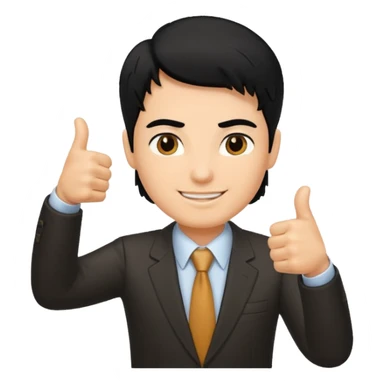 Boss with thumbs up black hair sticker