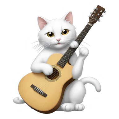 un gatto bianco che suona la chitarra sticker