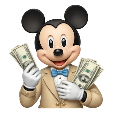 mickey mouse  with cash  sticker