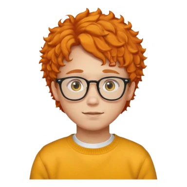 teen nerd orange hair boy curly orange hair wearing white shirt inside a yellow sweater with glasses  sticker