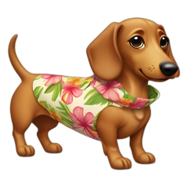sausage dog wearing a Hawaiian shirt sticker