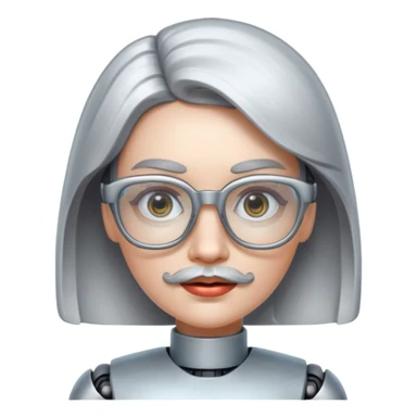 robotic woman with glasses mustache  sticker
